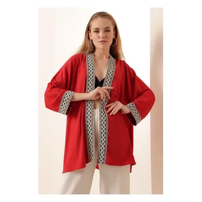 Bigdart Embroidered Knitted Kimono - Red