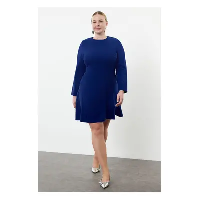 Trendyol Curve Saks Basic Long Sleeve Hidden Zipper Mini Woven Plus Size Dress