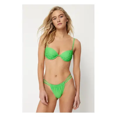 Trendyol Green Tunnel High Leg Brazilian Bikini Bottom