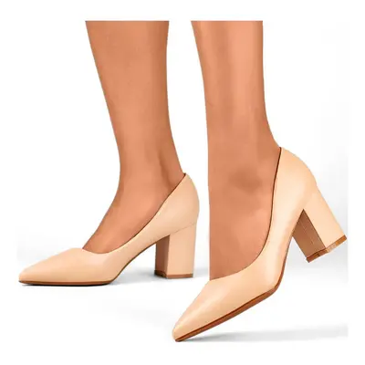 primohurt Beige classic low-heeled pumps, women's shoes for the office