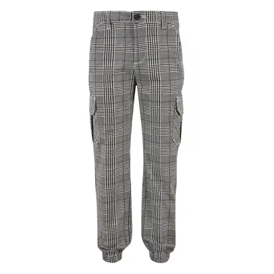 AOP Glencheck Cargo boys' pants black/white