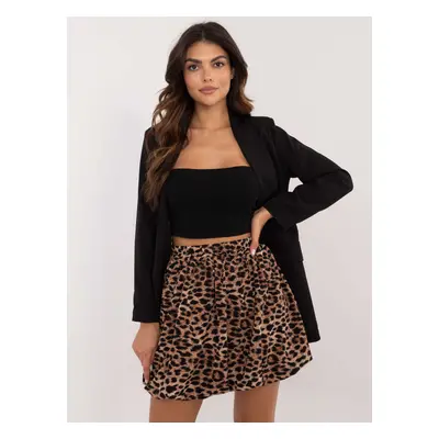 Dark beige and black leopard print mini skirt