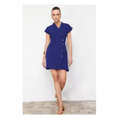 Trendyol Indigo Double Breasted Form Button Detail Mini Woven Dress