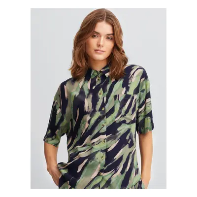 Black and Green Ladies Patterned Shirt Fransa - Women