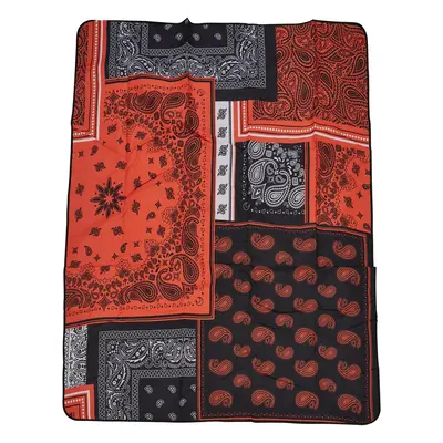 Bandana Patchwork Print Blanket Black/Orange