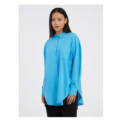 Blue Ladies Linen Shirt ONLY Corina - Ladies