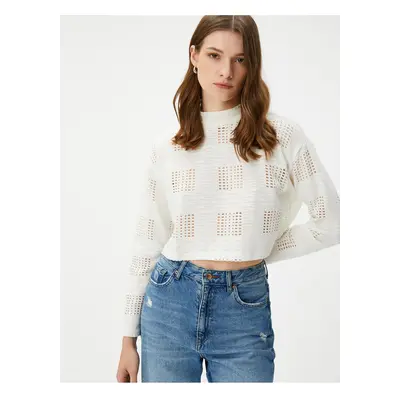 Koton Crop Sweatshirt Openwork Long Sleeve