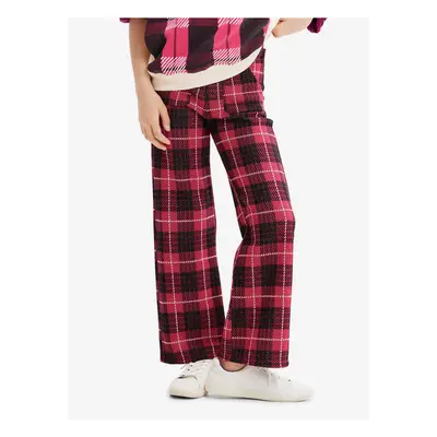 Dark pink girly checked pants Desigual Denis - Girls