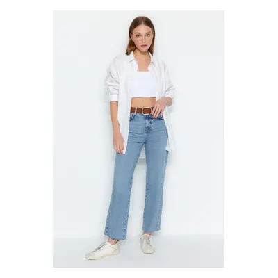 Trendyol Light Blue High Waist Straight Jean