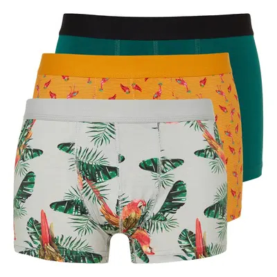 Trendyol Multicolored 3-Piece Tropical Patterned-Flat Pack Cotton Boxers