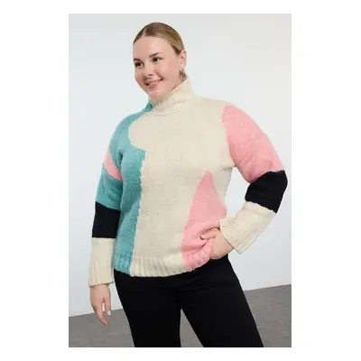 Trendyol Curve Multicolored Color Block Knit Sweater