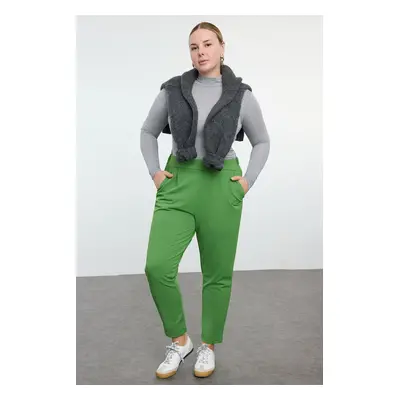 Trendyol Curve Green Carrot Fit Knitted Plus Size Trousers