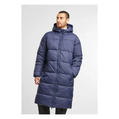 Men's long quilted navy coat