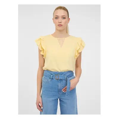 Orsay Women's Yellow T-Shirt with Short Sleeves - Women