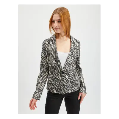 Orsay Black and white women's patterned blazer in suede finish - Women's