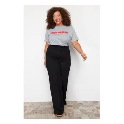 Trendyol Curve Black Ribbed Detailed Knitted Pants