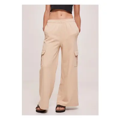 Women's terry trousers with wide waist and wide waistband unionbeige