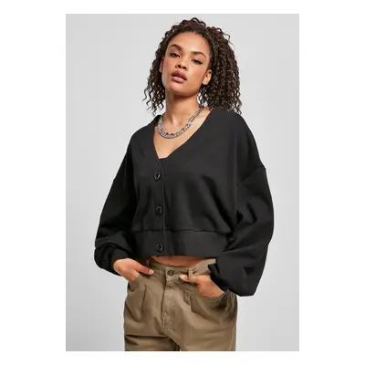 Women's Organic Oversized Short Terry Cardigan Black