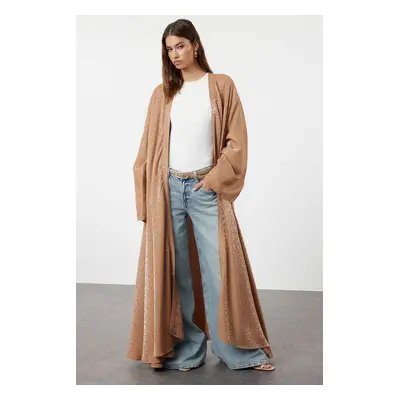 Trendyol Camel Self Patterned Woven Cape & Abaya & Abaya