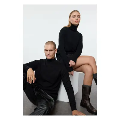 Trendyol Black Regular Fit Couple Half Turtleneck Soft Limited Edition Basic Sweater