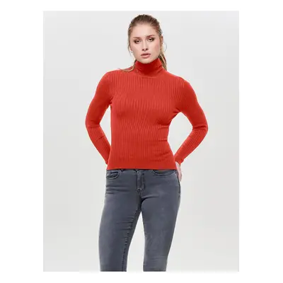 Orange Ladies Ribbed Turtleneck ONLY Karol - Ladies