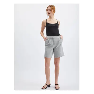 Orsay Light Grey Ladies Checkered Shorts - Women