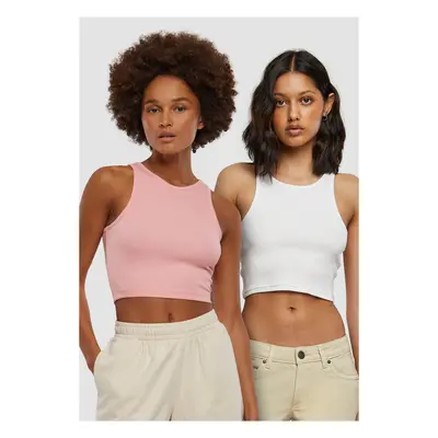 Women's Cropped Rib Top - Pack Pink+White