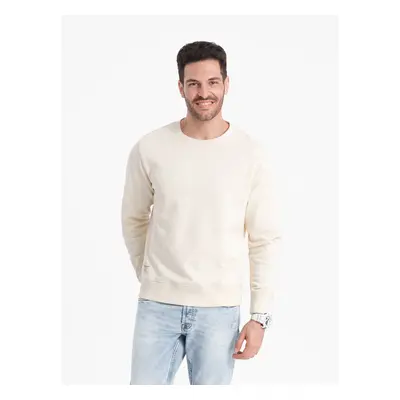 Ombre BASIC men's sweatshirt with round neckline - cream