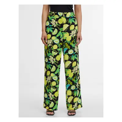 Orsay Black & Yellow Women's Patterned Trousers - Women's