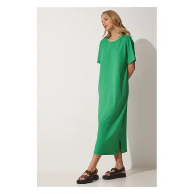 Happiness İstanbul Women's Green Loose Long Casual Knitted Dress