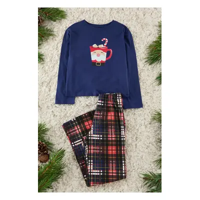 Trendyol Navy Blue 100% Cotton Christmas Themed Knitted Pajamas Set