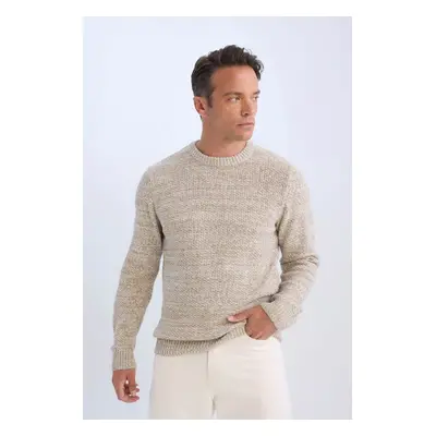 DEFACTO Standard Fit Regular Cut Crew Neck Textured Basic Knitwear Sweater