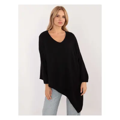 Black asymmetric sweater with neckline OCH BELLA