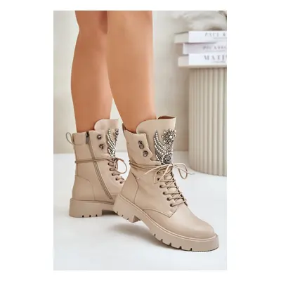 Eco leather ankle boots Workery with insulated D&A beige decoration