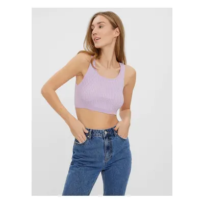 Light purple ribbed crop top VERO MODA Fibly - Women