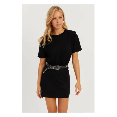 Cool & Sexy Women's Black Waistband Mini Dress GC157