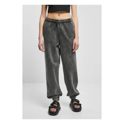 Women's High Waist Stone Washed Sweat Pants Pants Black