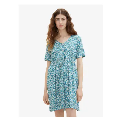 Cream-Blue Ladies Patterned Dress Tom Tailor - Women