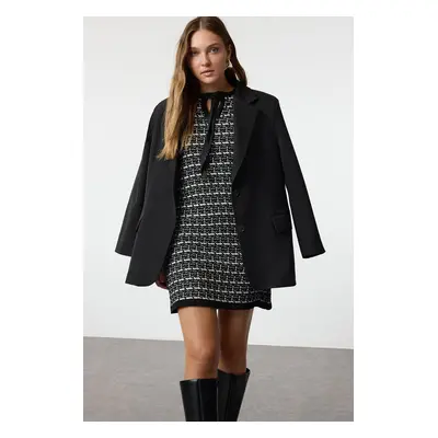 Trendyol Black Tweed Look Knitwear Mini Dress