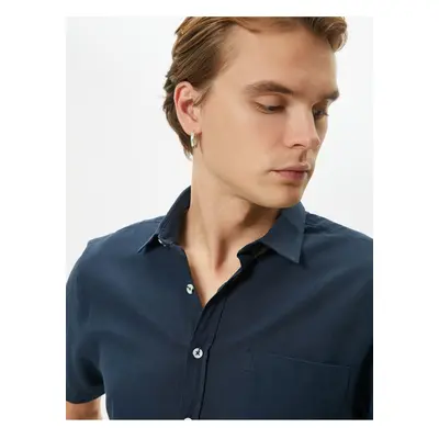 Koton Short Sleeve Shirt Slim Fit Classic Collar Buttoned Pocket Detailed