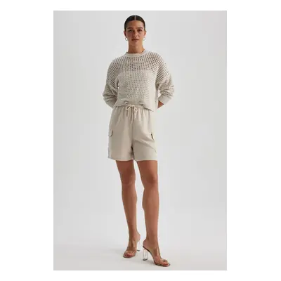 DEFACTO High Waist Short Leg Linen Blended Shorts