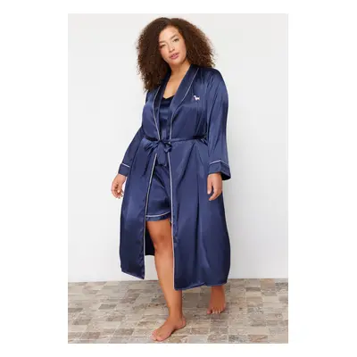 Trendyol Curve Navy Blue Woven Dressing Gown