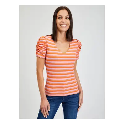 Orsay Pink-Orange Women's Striped T-Shirt - Women