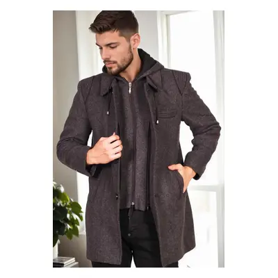 PLT8335 DEWBERRY MEN'S COAT-DIAGONAL BLACK-ANTHRACITE-2