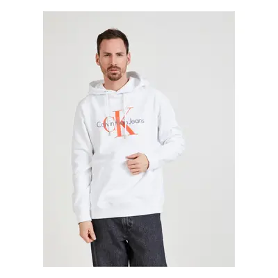 White Men's Patterned Hoodie Calvin Klein Jeans - Men's