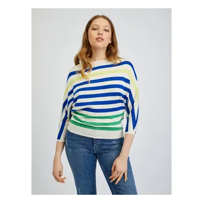 Orsay Blue-cream Women's Striped Sweater - Women