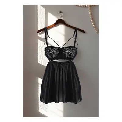 Trendyol Black Lace Skirt Removable Rope Hanging Knitting Babydoll