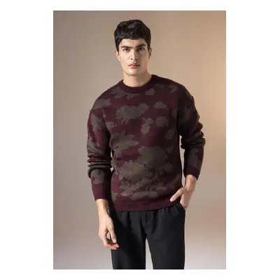 DEFACTO Relax Fit Patterned Crew Neck Knitwear Sweater