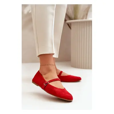 FD1 Lapos balettcipő pánttal Eco Suede Red Tirilina