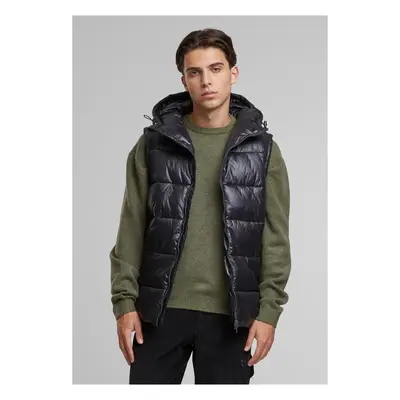 Men's quilted vest with hood Recycled black